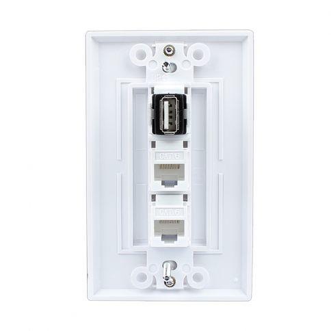 The new combination 2 port CAT6 and 1 port USB wall outlet