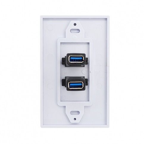 New design high speed USB 3.0 A-A Wall plate panel with 2 ports charging with all usb devices white