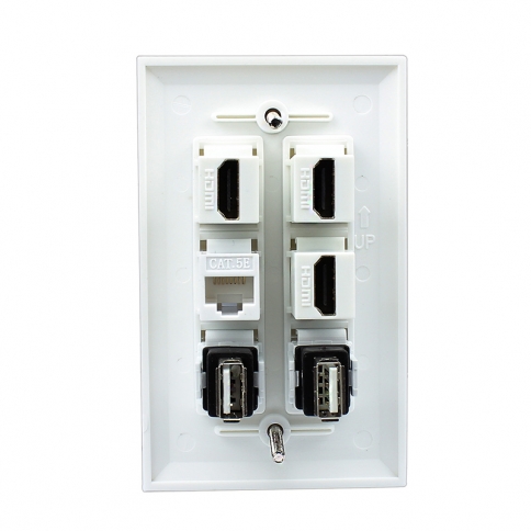 Multifunction 3 Port HDMI and 1 Port CAT5e and 2 port USB wall outlet