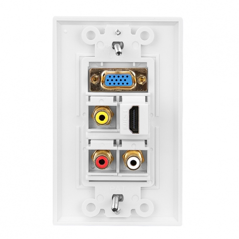 1 HDMI and 1 VGA and 3 RCA wall plate