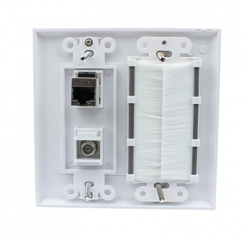 Convenient panel 1 Gang Brush 1port Coax 1 port Shielded Cat6 decorative outlet covers