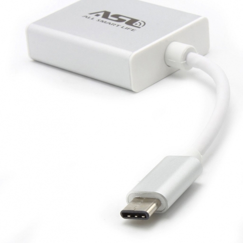 USB 3.1 Type C to VGA 1080p Hdtv Adapter Cable Aluminium Case for 2015 New 12 Inch Macbook -Silver