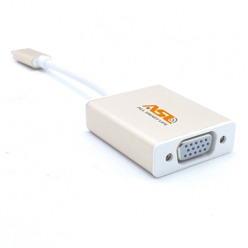 USB 3.1 Type C to VGA 1080p Hdtv Adapter Cable Aluminium Case for 2015 New 12 Inch Macbook - Golden