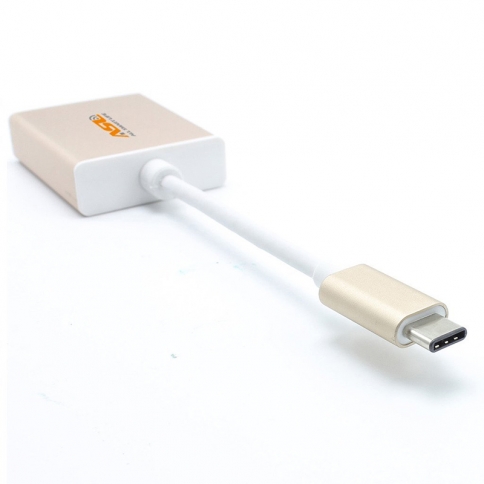 USB 3.1 Type C to VGA 1080p Hdtv Adapter Cable Aluminium Case for 2015 New 12 Inch Macbook - Golden