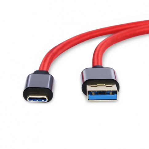 USB 3.1 Type-C to USB 3.0 A Male  Nylon weave Cable - 3.3 Feet-Red