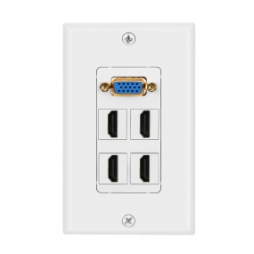 Combined panel with  1 port VGA  4 port HDMI wall plate
