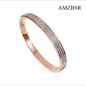 AMZBSR Full diamond titanium steel bracelet, personalized bracelet, fashionable and exquisite women's hand ornaments, exaggerated decorations