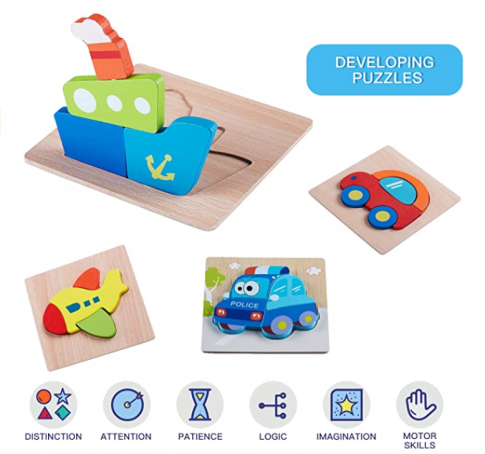 Gurleen Wooden Puzzles for Toddlers Educational Toy Gifts for 1 2 3 Year Old