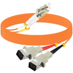Fiber Optic Adapter Cable, LC to SC Multimode OM1 62.5/125 Duplex, Hybrid Connector Coupler Converter Dongle, Male to Female Mutual On-line Transfer Adapter - 9FT