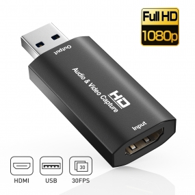 HDMI Video Capture Card USB 3.0 1080P, HDMI to USB Record via DSLR Camcorder Compatible with VLC/ OBS/ Amcap, Video & Audio Grabber for Game Streaming Live Broadcasts Video Recording