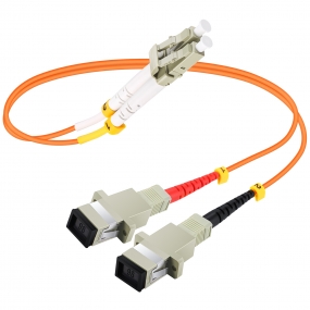 Fiber Optic Adapter Cable, LC to SC Multimode OM1 62.5/125 Duplex, Hybrid Connector Coupler Converter Dongle, Male to Female Mutual On-line Transfer Adapter - 1FT
