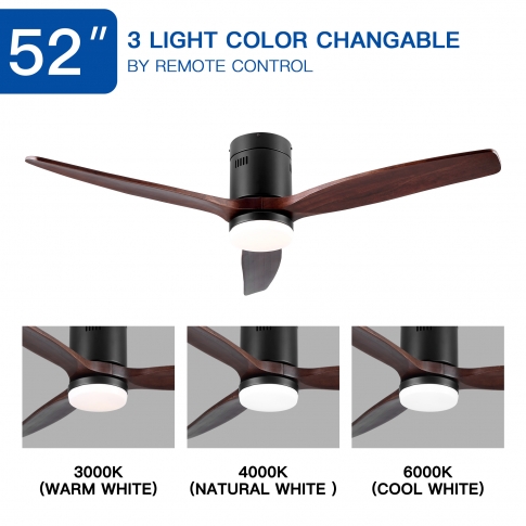 Adjustable Light 52 In.Intergrated LED Low Profile Ceiling Fan with Dimmable Light